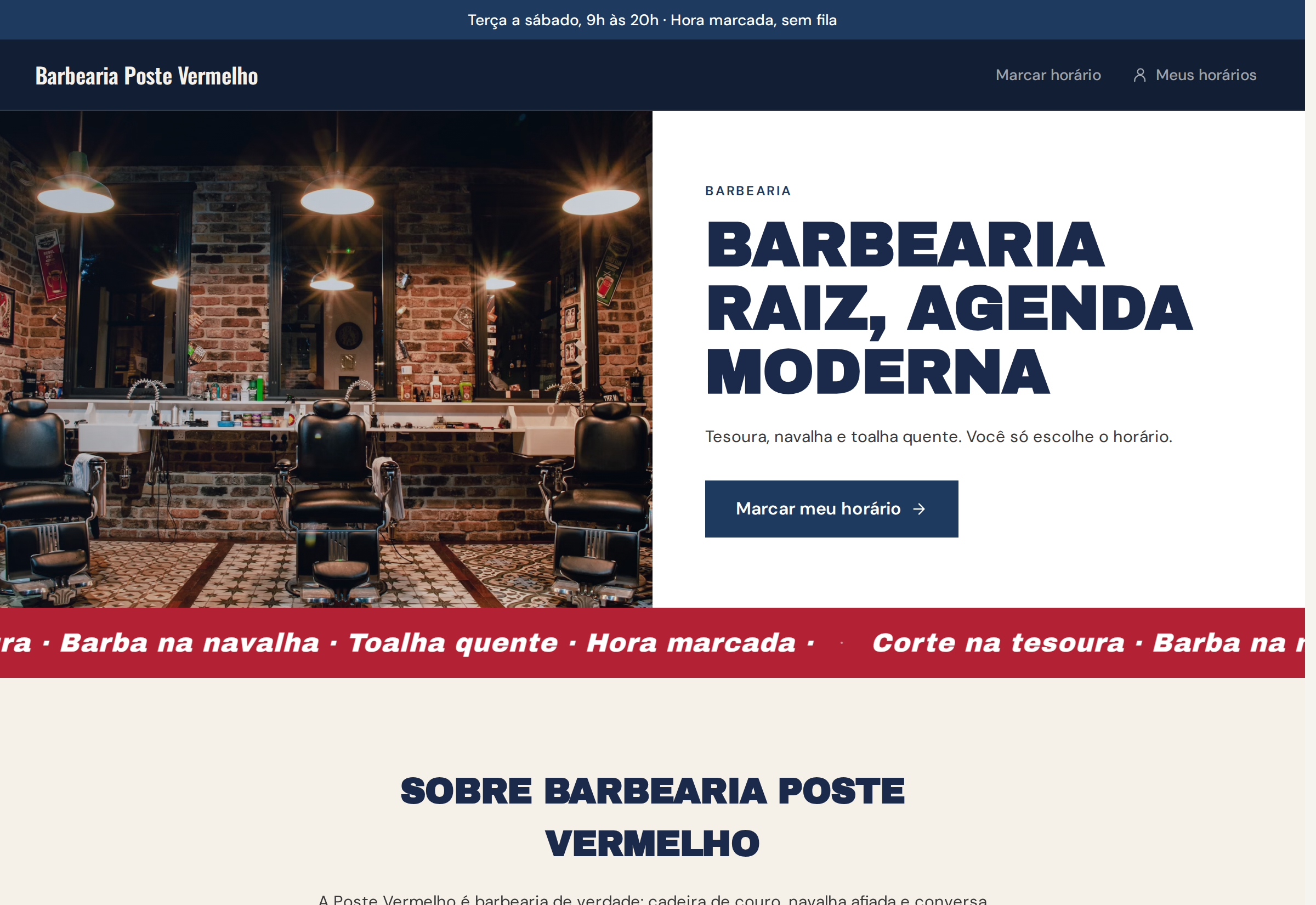 Site de agendamento — Barbearia Poste Vermelho